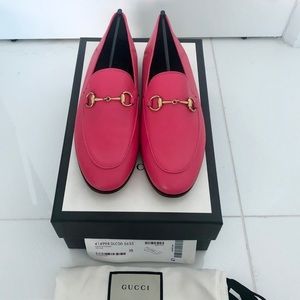 Womens 38 Gucci Pink Horsebit Loafer /Slipper